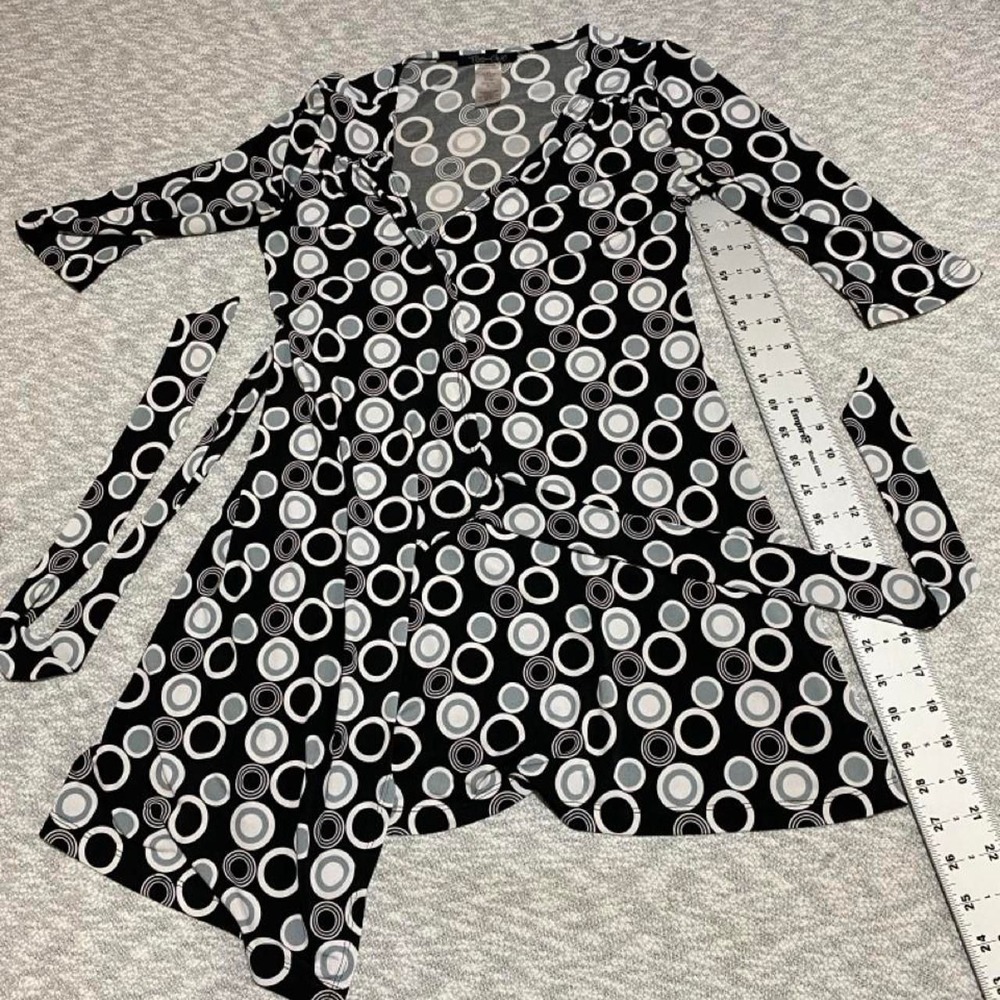 Too Chic black & white polka dot wrap dress with tie waist women M. SKU-B834